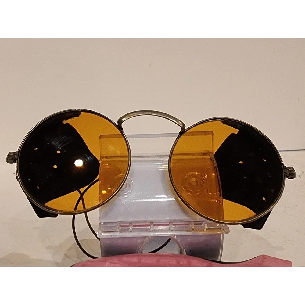 Antique Amber Willson Sunglasses Goggles Spectacles Steampunk Safety‎ Glasses